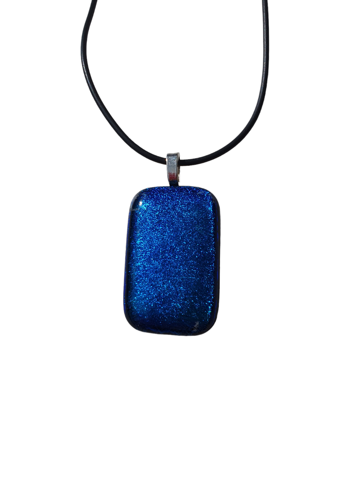 Blue glitter glass necklace