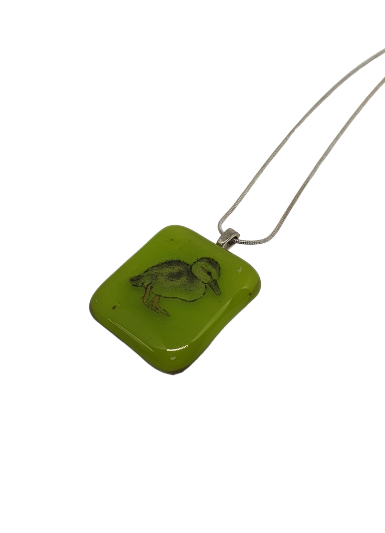 Duckling baby duck glass necklace