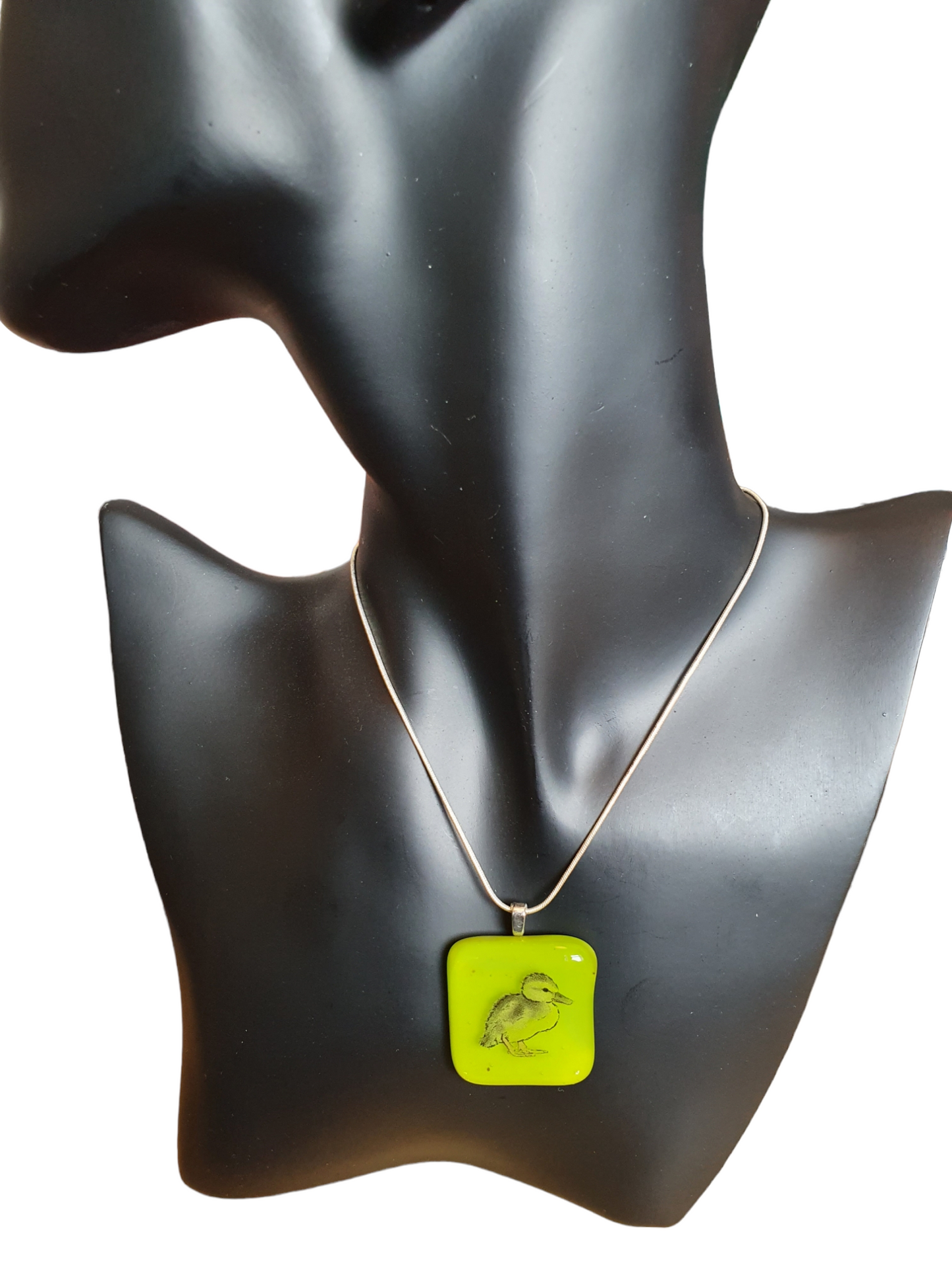 Duckling baby duck glass necklace