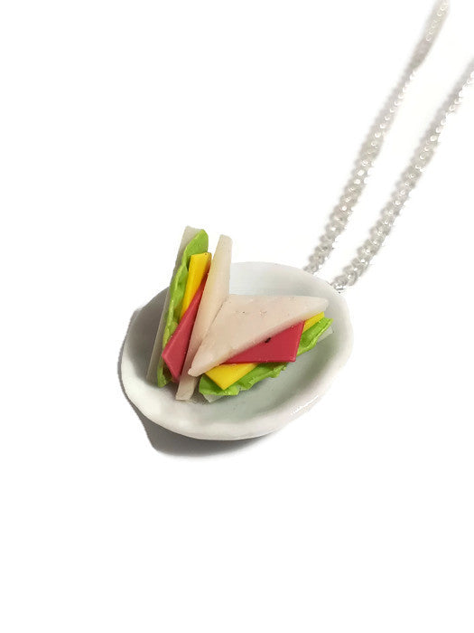 Sandwich on a plate necklace