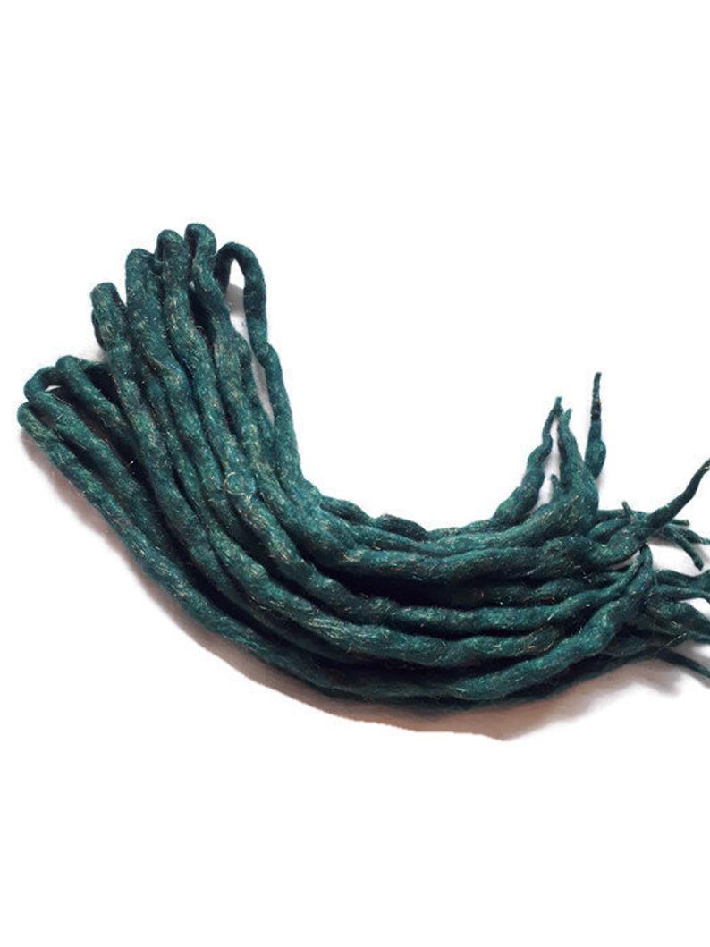 Wool Dreadlocks Sparkly teal glitter custom wool dreads- Double Ended Roving art hair extensions Kit