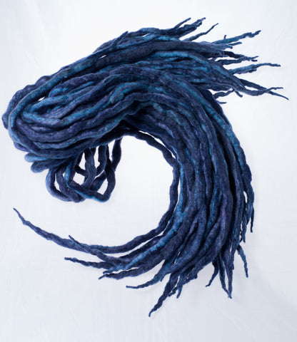 Wool Dreadlocks Blue blended custom wool dreads- Double Ended Roving art hair extensions Kit - Dragon Dreads
