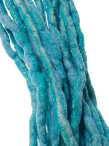 Ice blue glitter blend custom wool dreads- Double Ended Roving art hair extensions Kit - Dragon Dreads