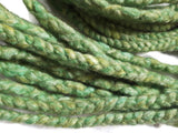 Wool dreadlocks green silk blended wrapped custom wool dreads- Double Ended Roving art hair extensions Kit