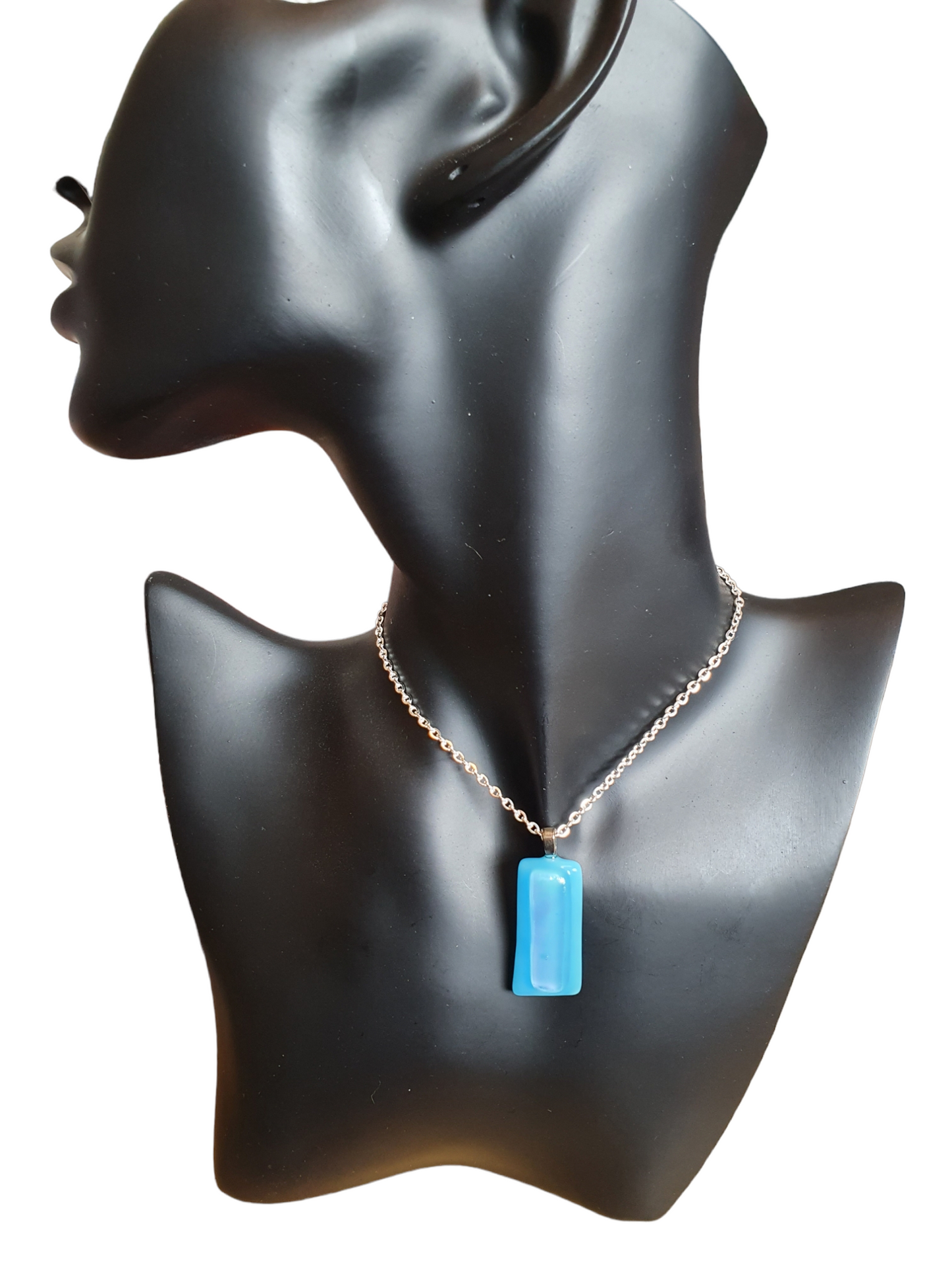 Baby blue glass necklace