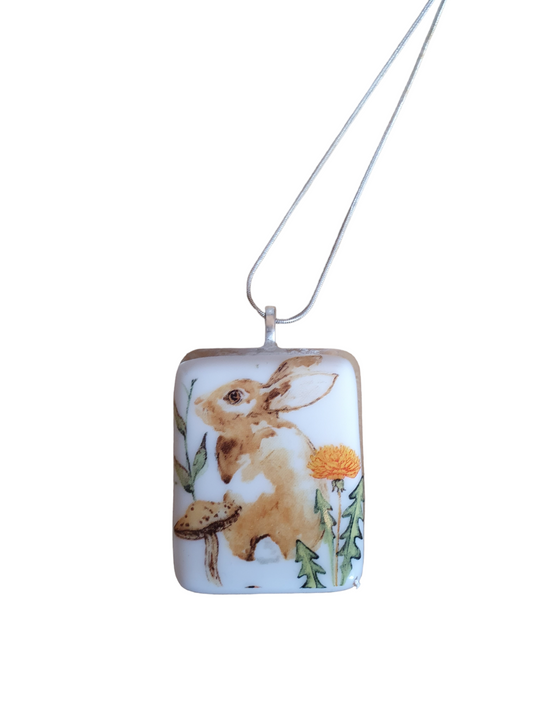 Rabbit glass necklace