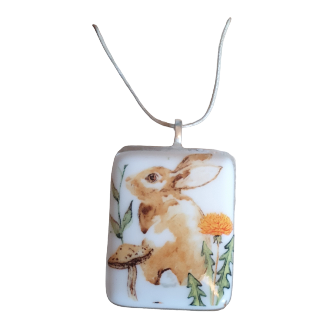 Rabbit glass necklace