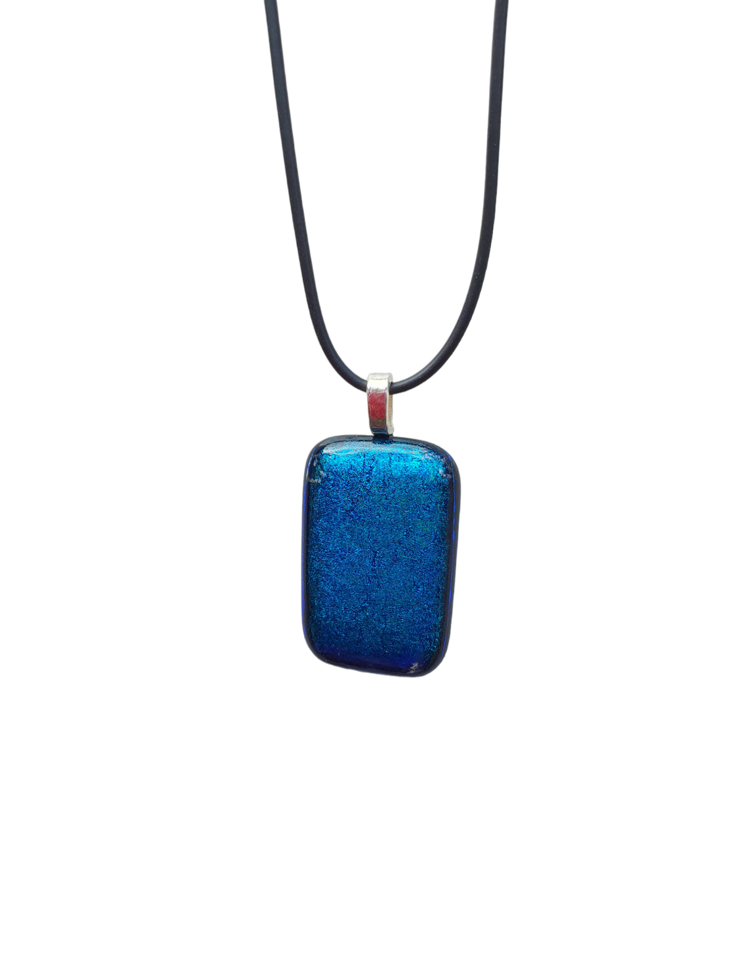 Blue glitter glass necklace