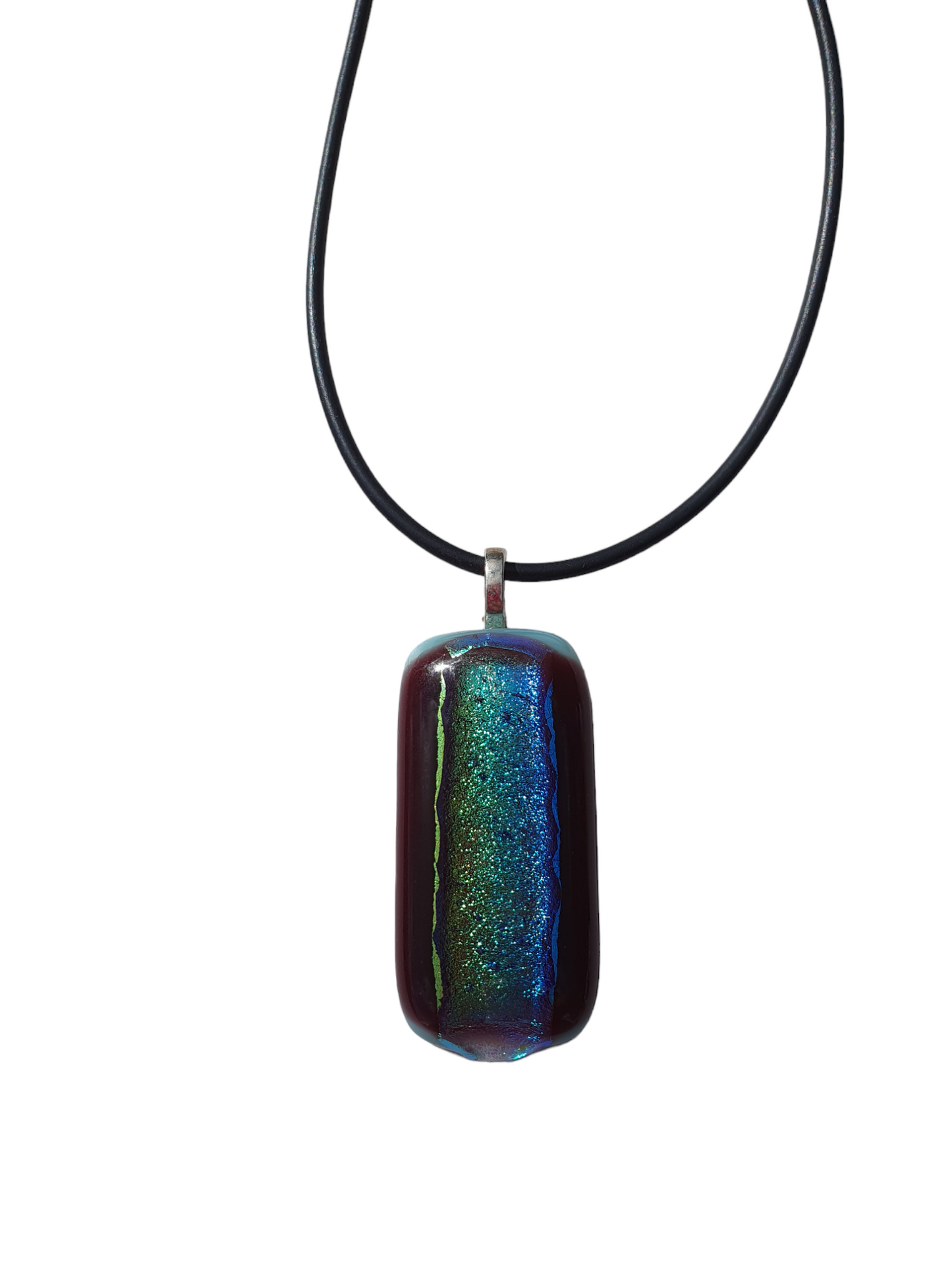 Rainbow metallic shimmer glass necklace