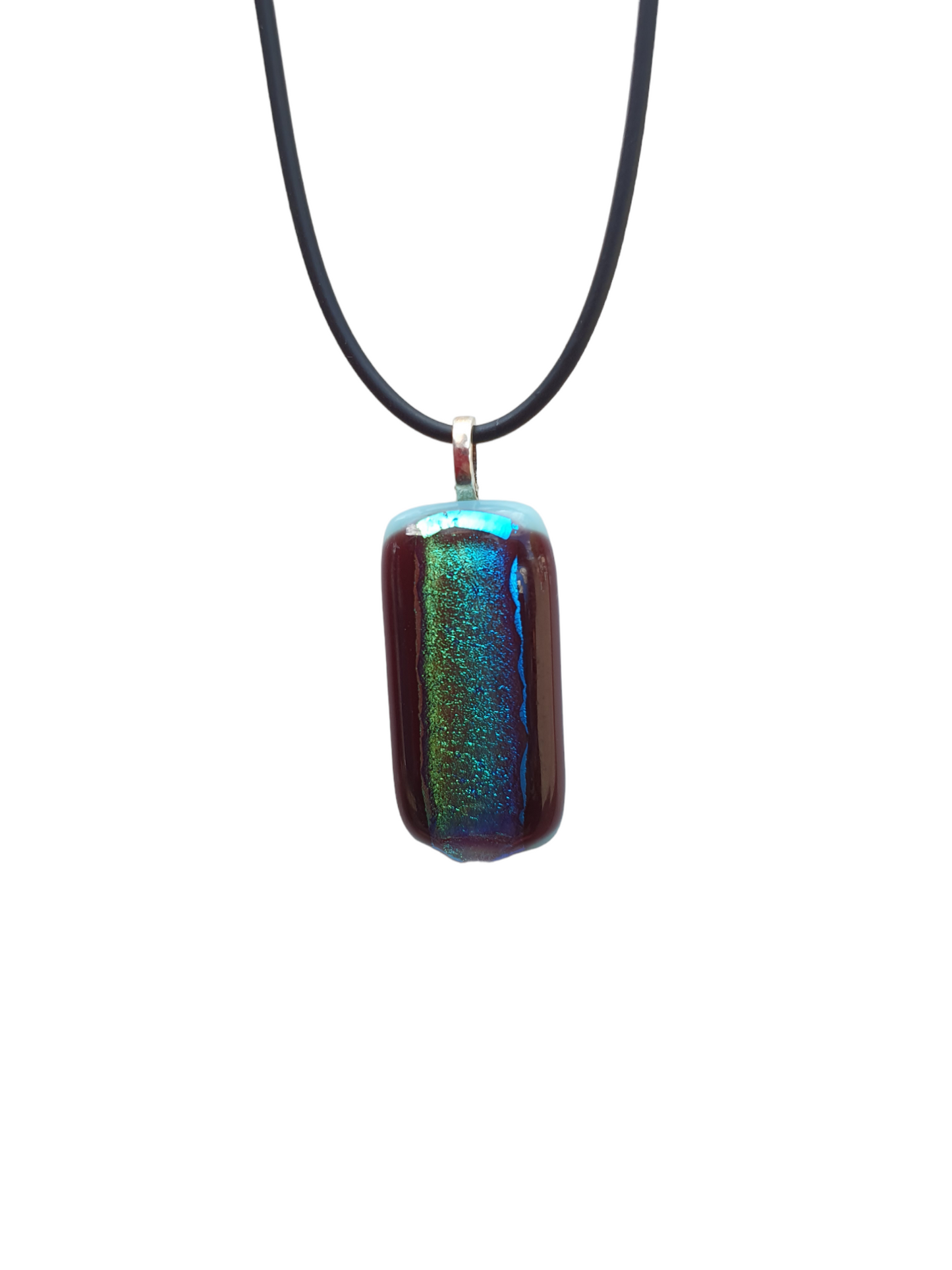 Rainbow metallic shimmer glass necklace