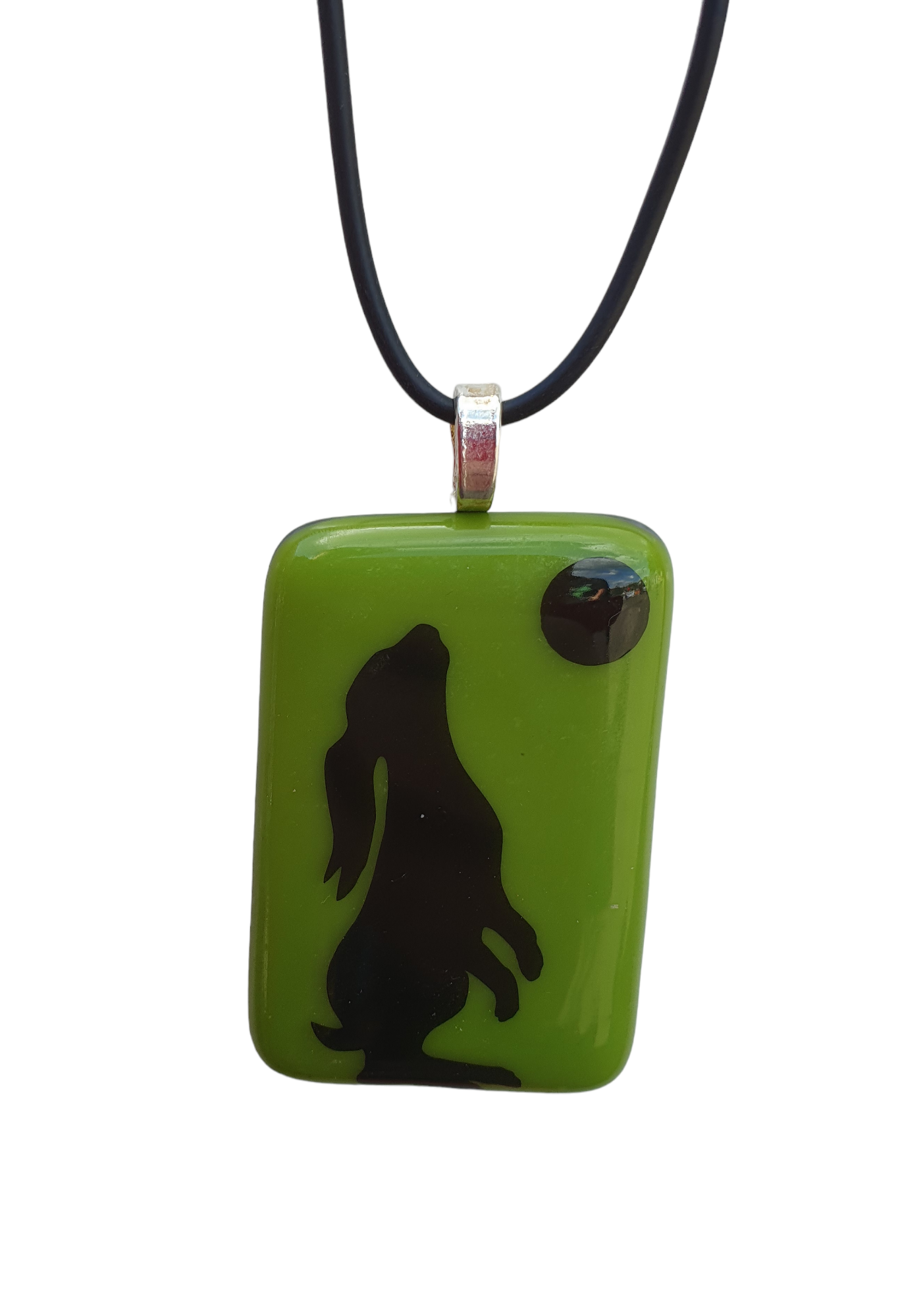 Moon gazing hare glass necklace