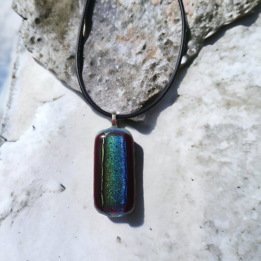 Rainbow metallic shimmer glass necklace