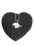 Fine sterling silver hand cast Triceratops Dinosaur necklace