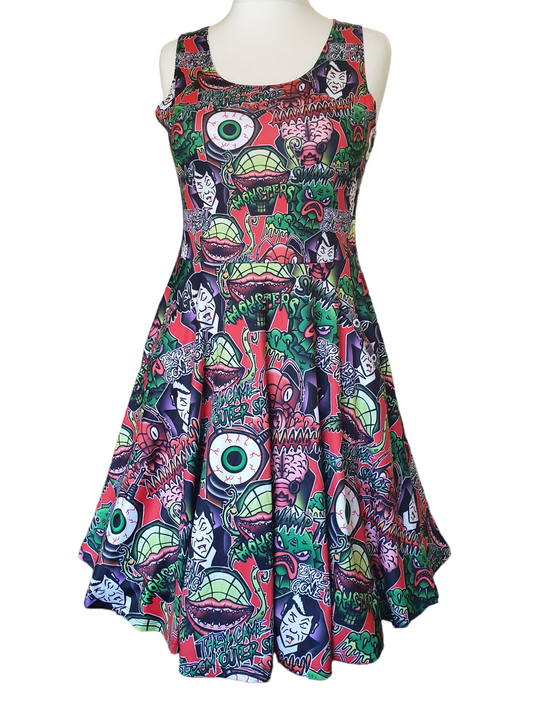 Horror film monsters skater dress
