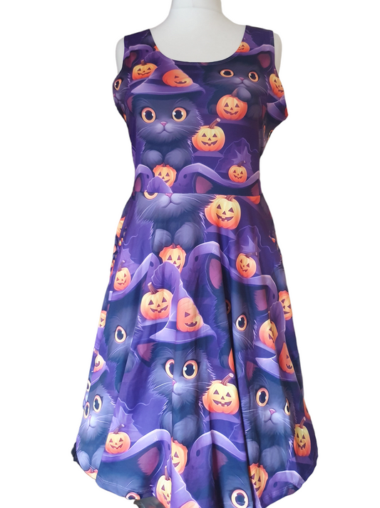 Black cats and pumpkins skater dress
