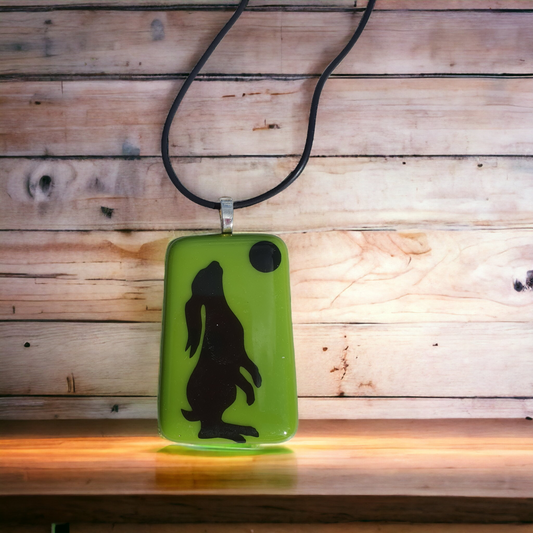 Moon gazing hare glass necklace