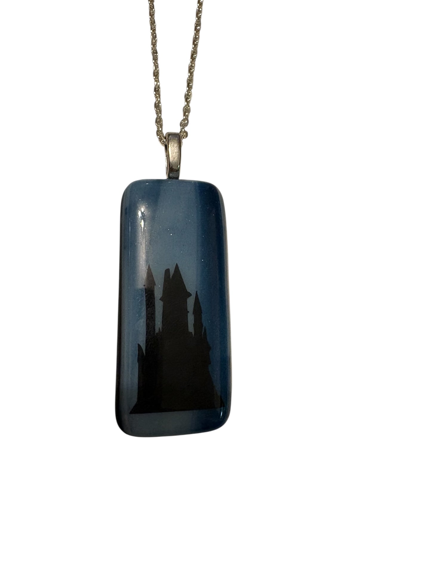 Fantasy gothic castle glass necklace