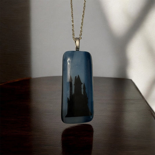 Fantasy gothic castle glass necklace