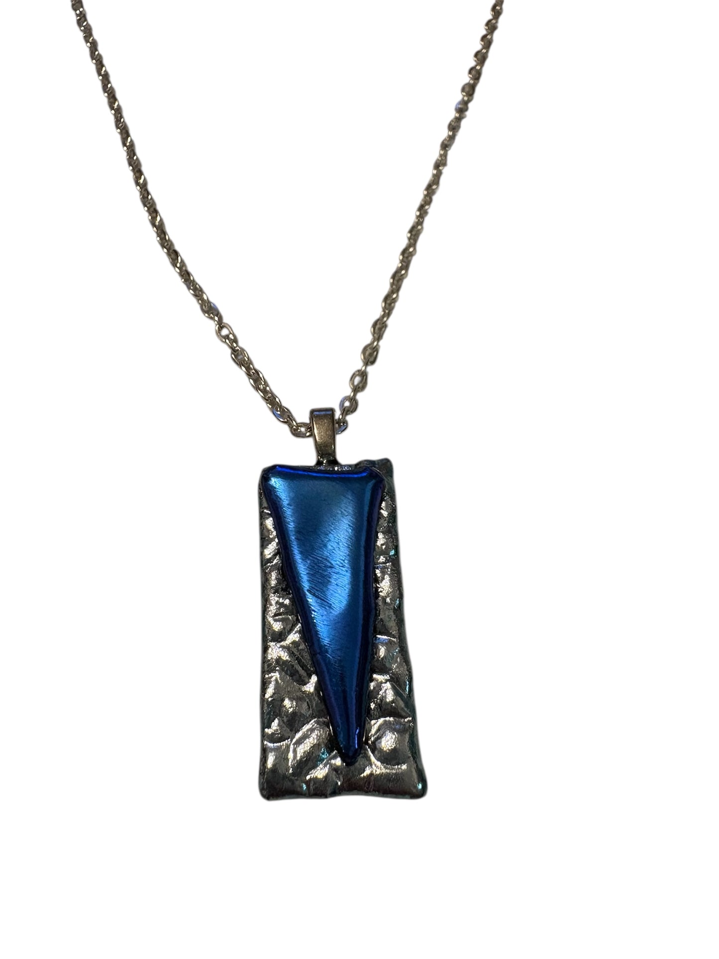 Silver and blue glass necklace