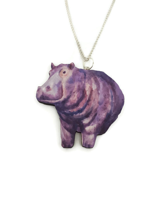Hippo Wooden Charm necklace
