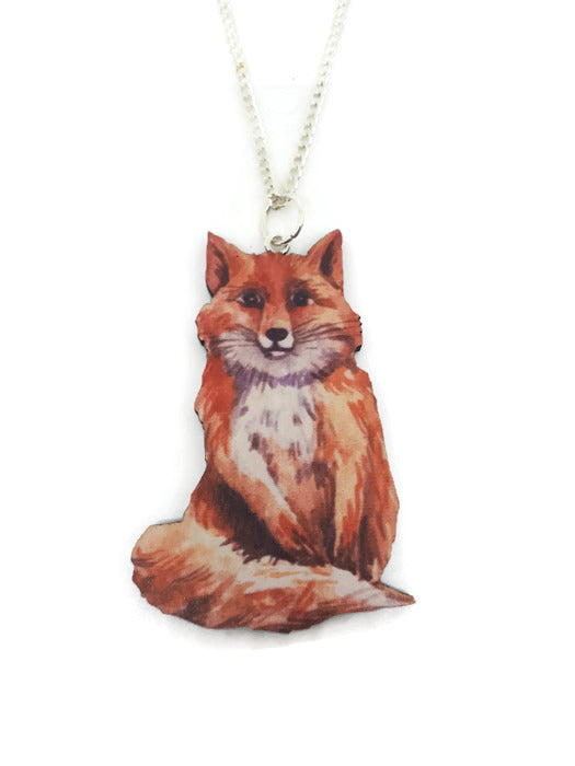 Fluffy sitting fox Necklace