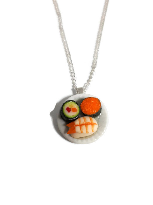Sushi on a plate necklace