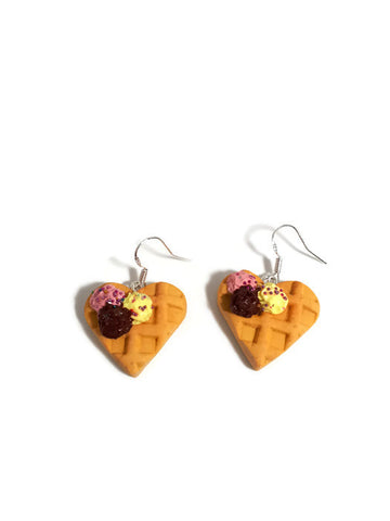Heart shaped waffle earrings