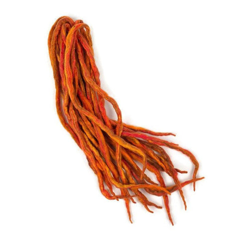 Wool Dreadlocks Orange fire blended custom wool dreads- Double Ended Roving art hair extensions Kit - Dragon Dreads