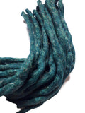 Wool Dreadlocks Sparkly teal glitter custom wool dreads- Double Ended Roving art hair extensions Kit
