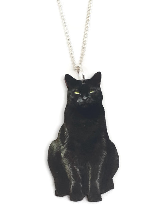Black Cat Wooden Lasercut Necklace - Dragon Dreads