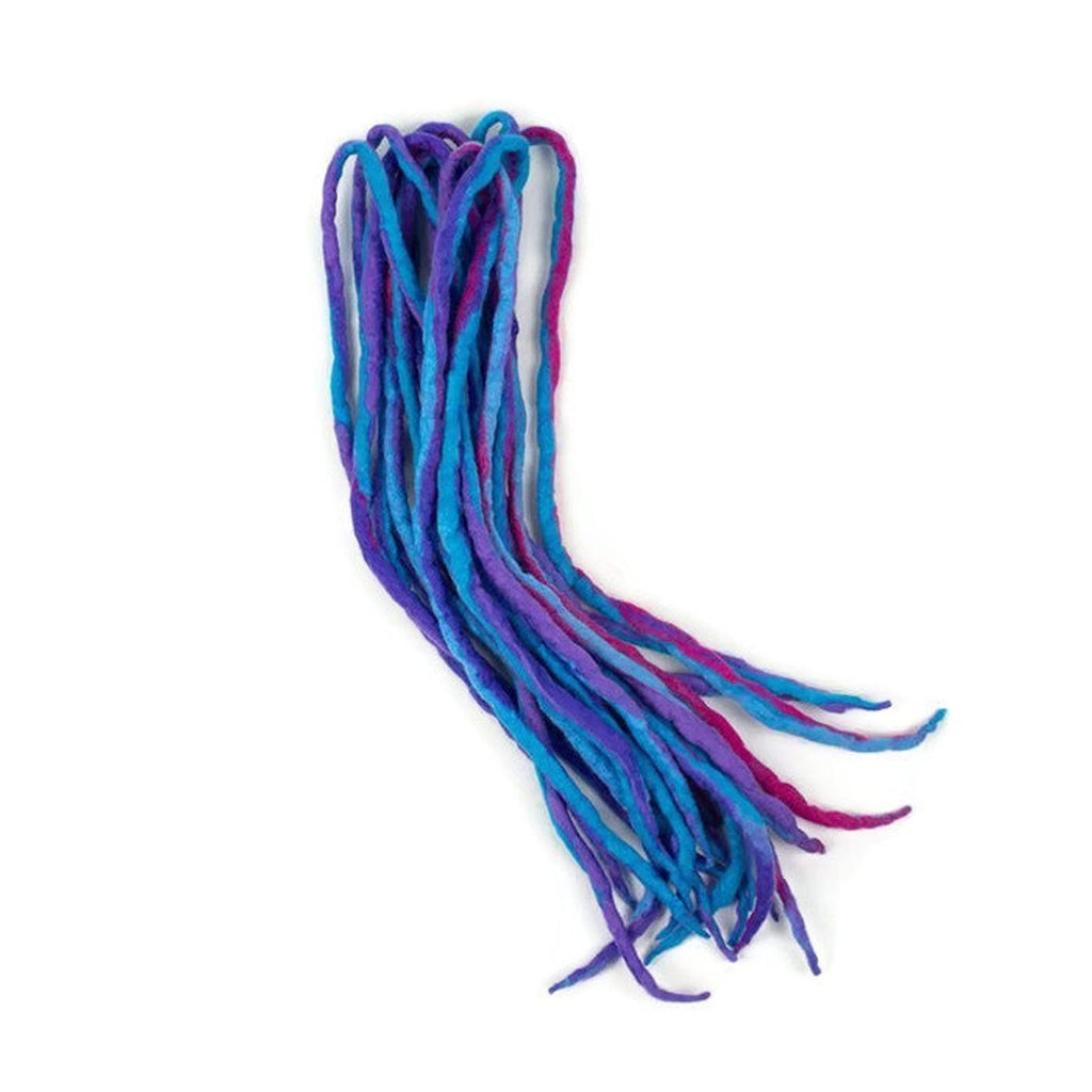 Wool dreadlocks Purple Blue Pink custom wool dreads- Double Ended Roving art hair extensions Kit - Dragon Dreads