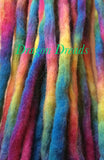 Rainbow Bright wool dreads-  Double Ended Roving art hair extensions Kit - Dragon Dreads