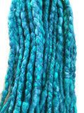 Wool dreadlocks teal peacock blended wrapped custom wool dreads- Double Ended Roving art hair extensions Kit