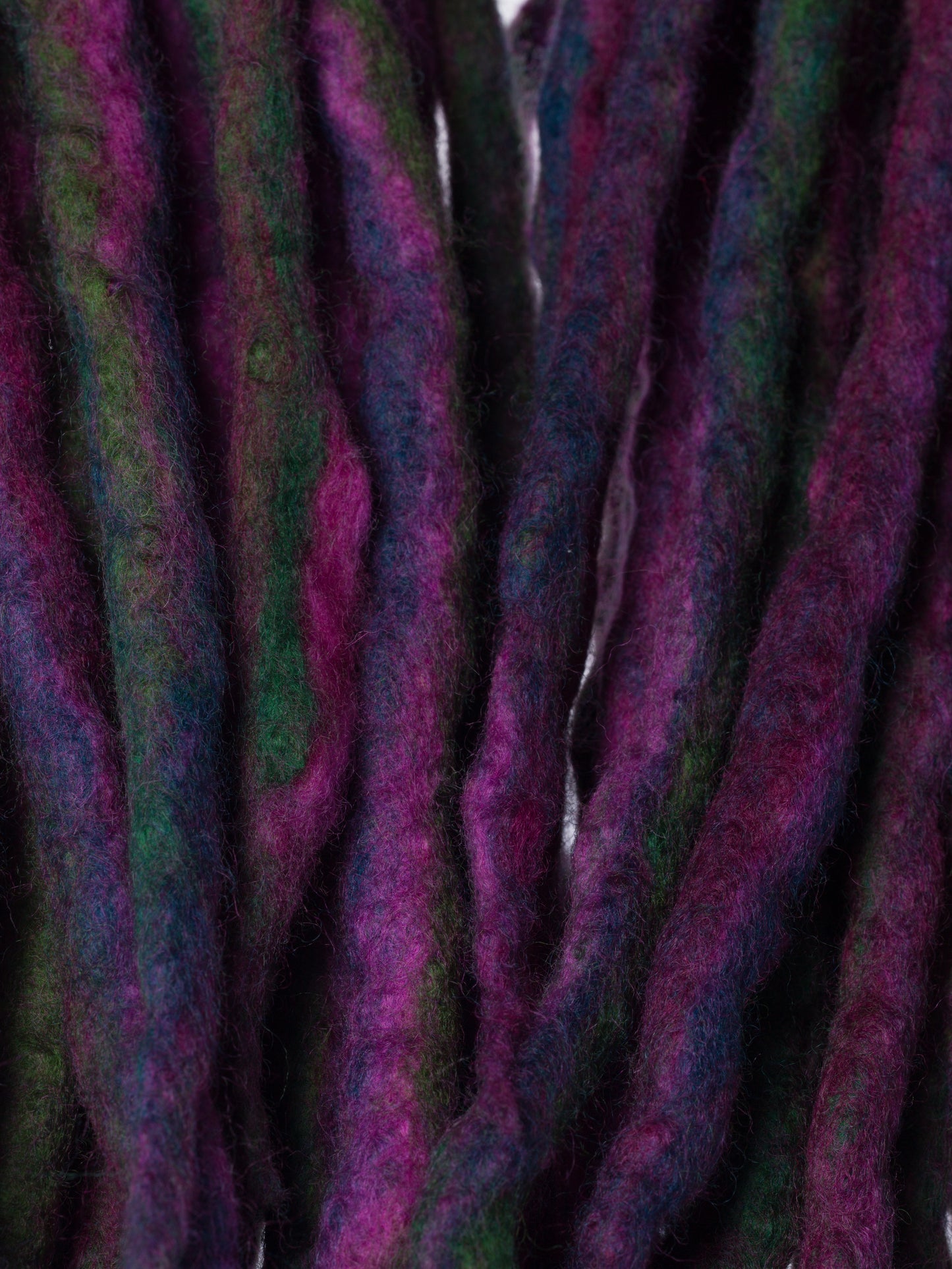 Purple green forest wool dreads-  Double Ended Roving hair extensions Kit - Dragon Dreads