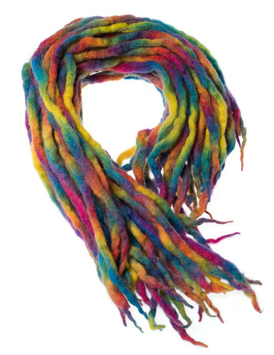 Rainbow Bright wool dreads-  Double Ended Roving art hair extensions Kit - Dragon Dreads