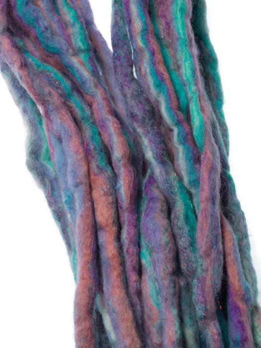 Unicorn glitter Rainbow pastel kawaii wool dreads-  Double Ended Roving hair extensions Kit - Dragon Dreads
