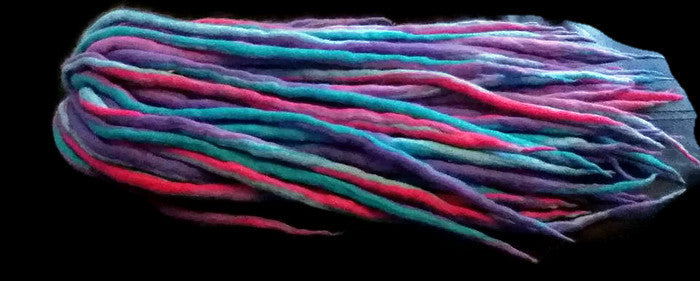 Wool dreadlocks Purple Blue Pink custom wool dreads- Double Ended Roving art hair extensions Kit - Dragon Dreads