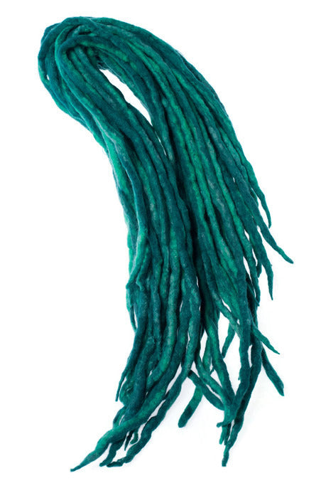 Wool Dreadlocks Teal Peacock Blue blended custom wool dreads- Double Ended Roving art hair extensions Kit - Dragon Dreads