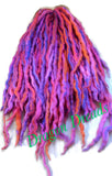 Wool dreadlocks Purple Pink Orange Wiggly Wool- Roving rave art Dreads Double Ended Kit - Dragon Dreads