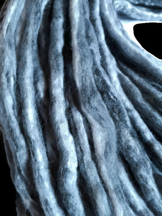 Wool dreadlocks Grey Black blend custom wool dreads- Double Ended Roving art hair extensions Kit - Dragon Dreads