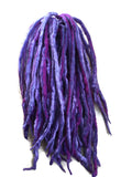 Wool Dreadlocks Purple blended custom wool dreads- Double Ended Roving art hair extensions Kit - Dragon Dreads