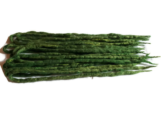 Wool Dreadlocks Green blend custom wool dreads- Double Ended larp cosplay hair extensions Kit wig - Dragon Dreads