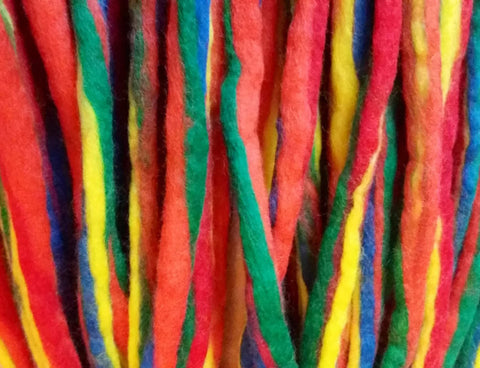 Wool dreadlocks Rainbow Bright blend custom wool dreads- Double Ended Roving hair extensions Kit - Dragon Dreads