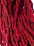 Wool dreadlocks Dark Red blend custom wool dreads- Double Ended Roving art hair extensions Kit