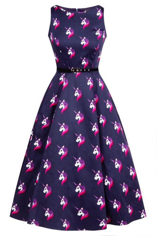 Unicorn rainbow Hepburn dress Lady Vintage