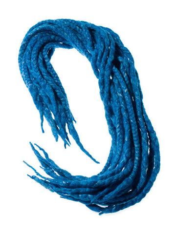 Wool dreadlocks Blue and Silk wrapped custom wool dreads- Double Ended Roving art hair extensions Kit