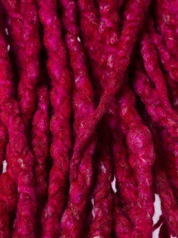 Wool dreadlocks Pink Red and Silk wrapped custom wool dreads- Double Ended Roving art hair extensions Kit