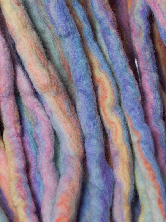 Rainbow pastel kawaii wool dreads-  Double Ended Roving hair extensions Kit - Dragon Dreads