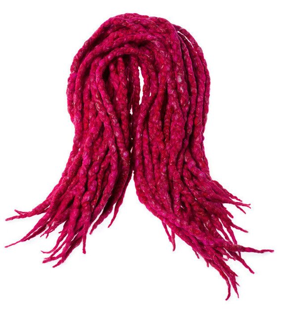 Wool dreadlocks Pink Red and Silk wrapped custom wool dreads- Double Ended Roving art hair extensions Kit