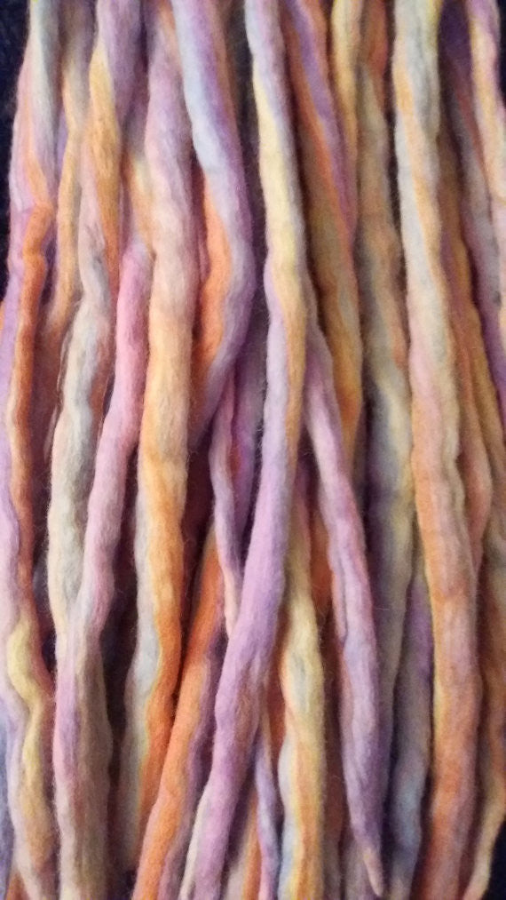 Rainbow pastel kawaii wool dreads-  Double Ended Roving hair extensions Kit - Dragon Dreads